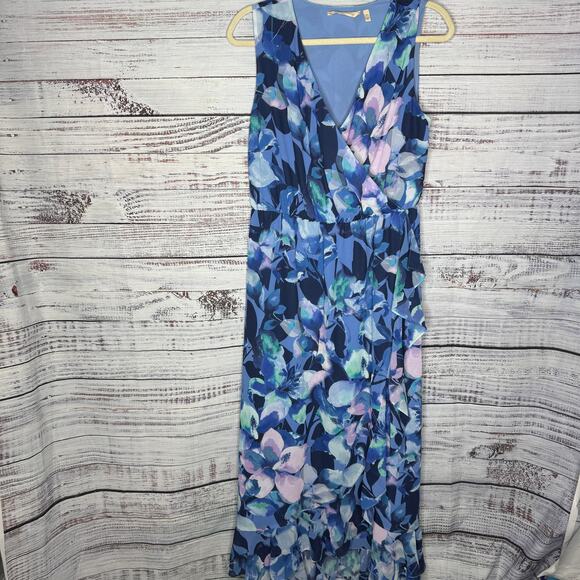 Soft Surroundings Ashyln Blue Purple Floral Ruffle Maxi Dress Size SM - Picture 2 of 4